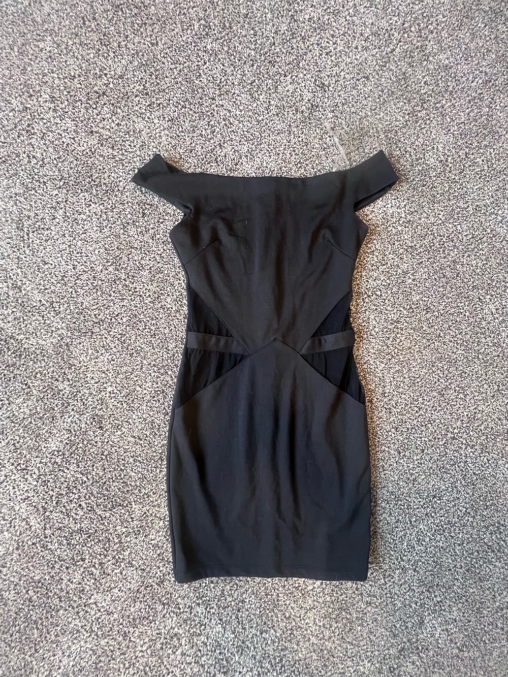 Solemio Black Off Shoulder Shear waist Cutout Cocktail Dress